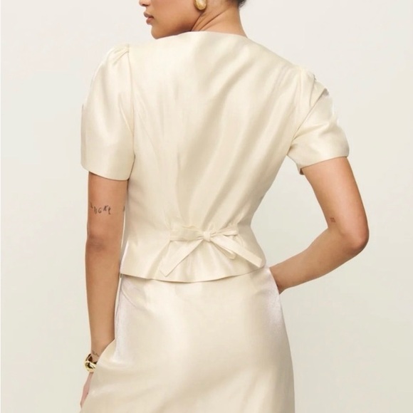 Reformation Mika Two Piece Set in Cream - Picture 2 of 7